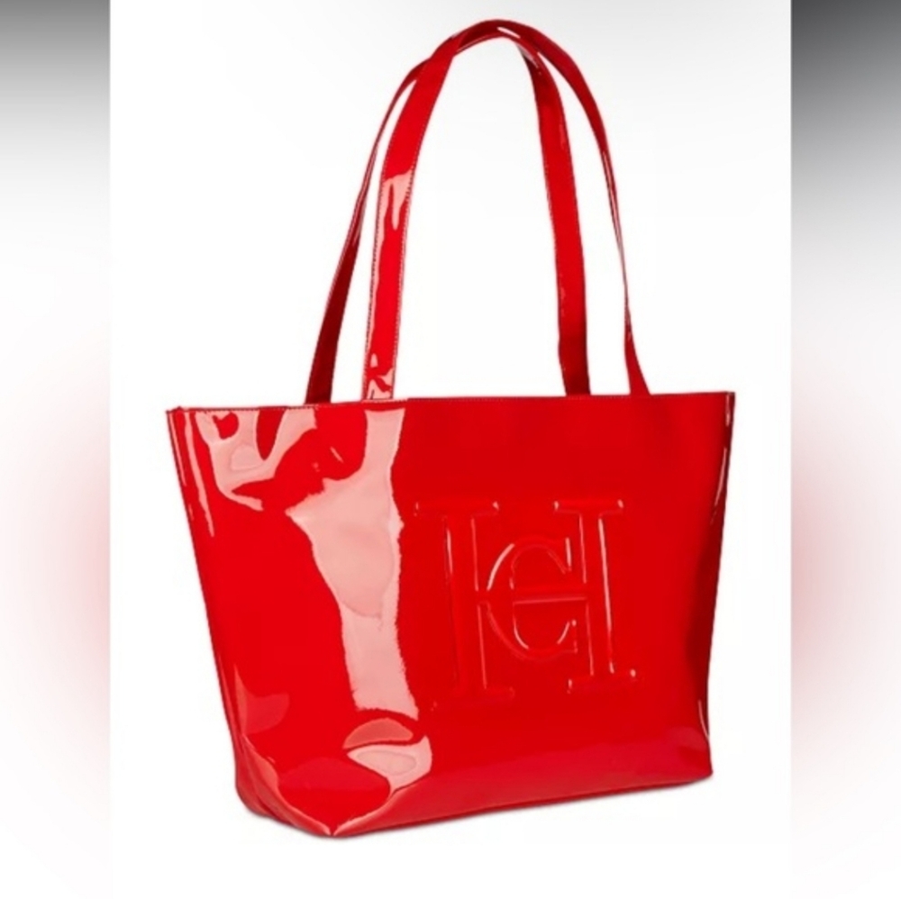 Carolina Herrera Glossy Red Tote Bag - Picture 2 of 14